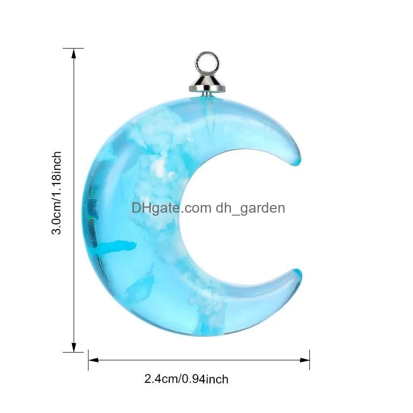 Charms New Women Nature Blue Sky White Cloud Moon Pendant Creative Design Ball Shape Resin Transparent Charm For Necklace Di Dhgarden Dhw3Z