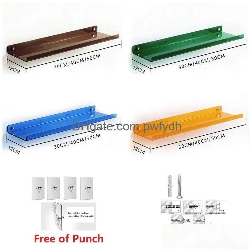 bathroom shelves colour acrylic shelf wall hanging board punch toilet kitchen storage rack plexiglass 3mm thickened strong sticker