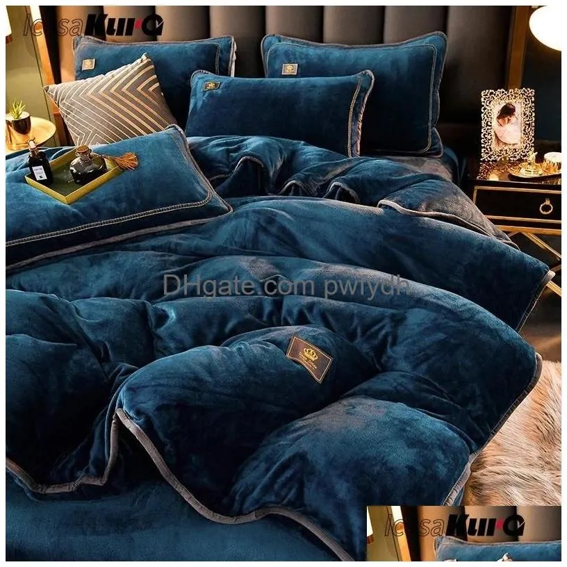 bedding sets ultra thick milk fleece winter set luxury warm comfortable duvet cover with sheets comforter and pillowcases 231010