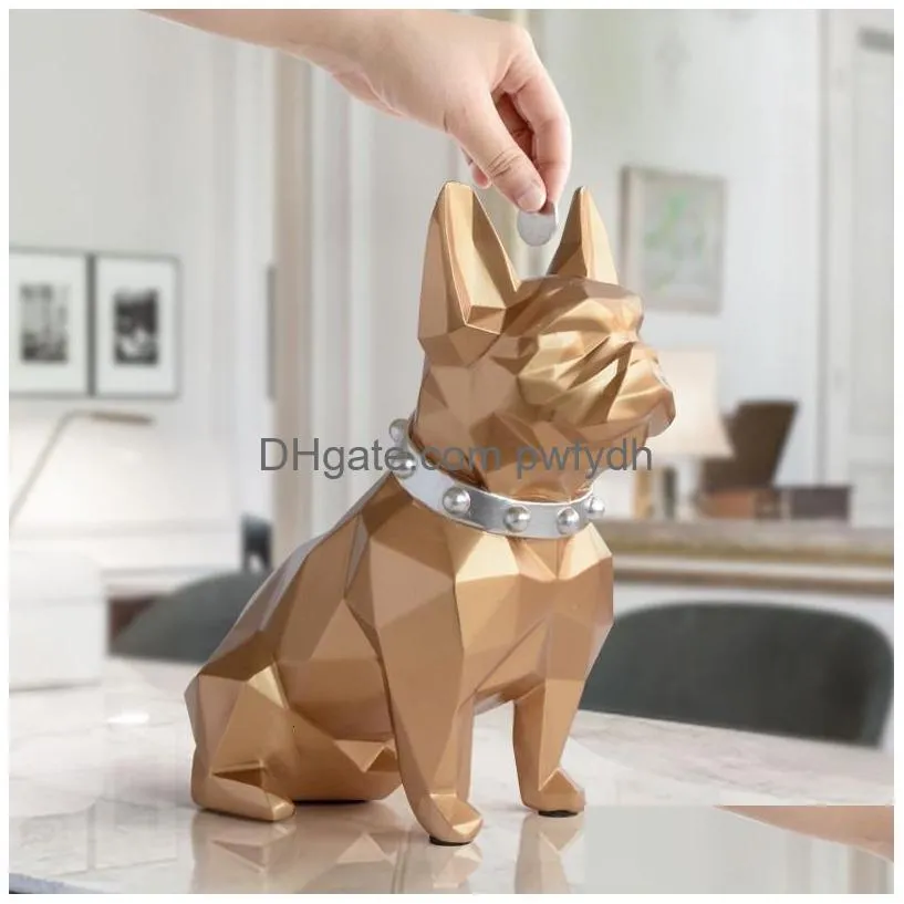 decorative objects figurines french bulldog coin bank box piggy figurine home decorations storage holder toy child gift money dog for kids