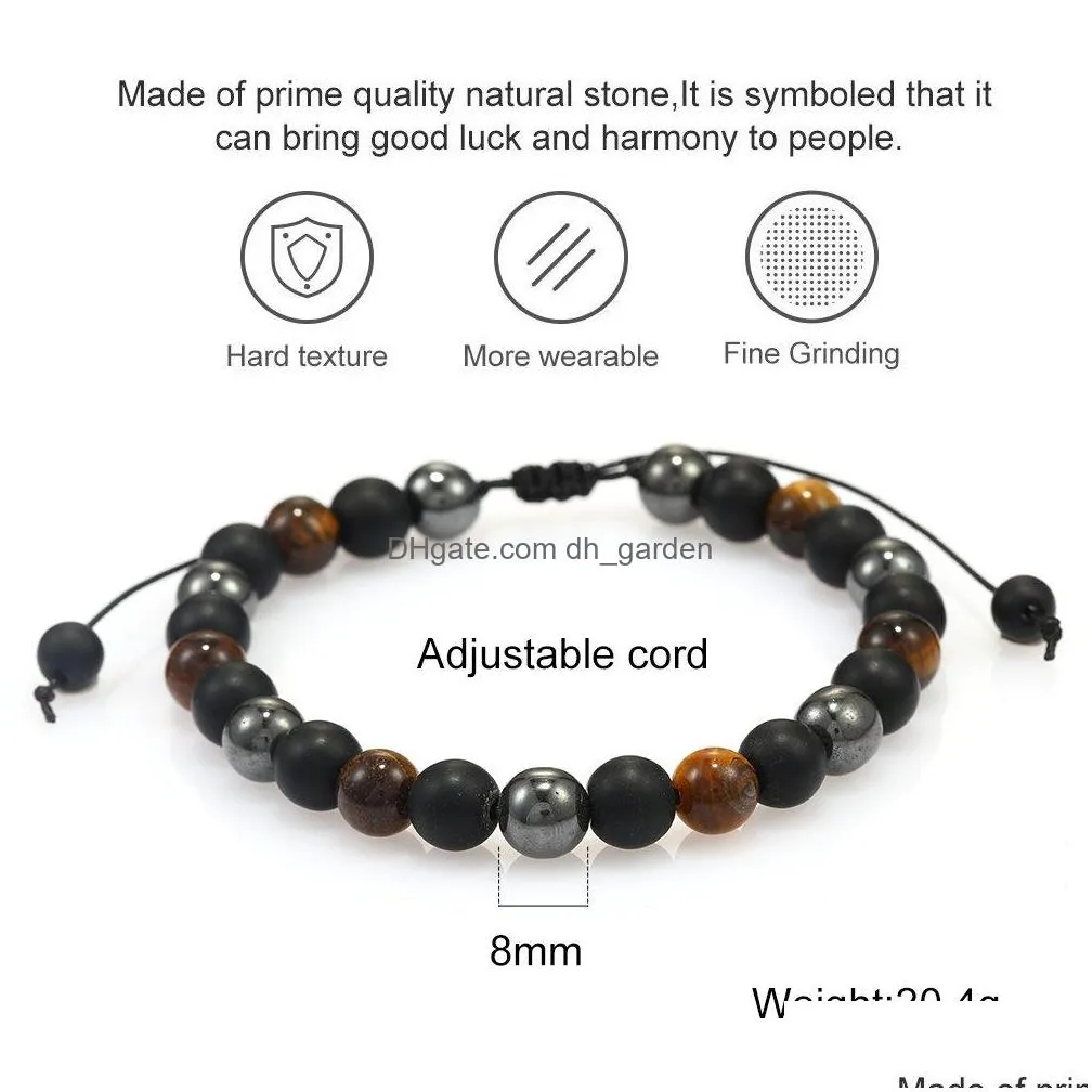 Beaded 8Mm Handmade Braid Beaded Bracelet For Men Fashion Designer Natural Stone Chakra Yoga Energy Elastic Jewelry Gift Dr Dhgarden Dhbpq