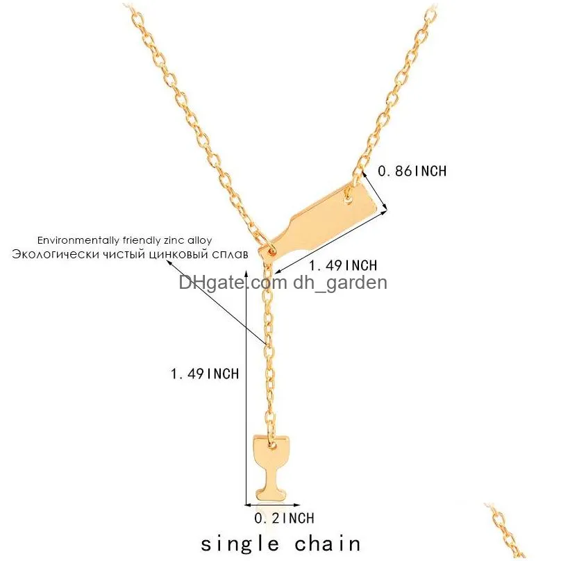 Pendant Necklaces Adjustable Size Wine Cup Long Chian Necklace For Women Gift Bottle Pendant Bar Hip Hop Statement Jewelry Charm 2 Dro Dhjeh