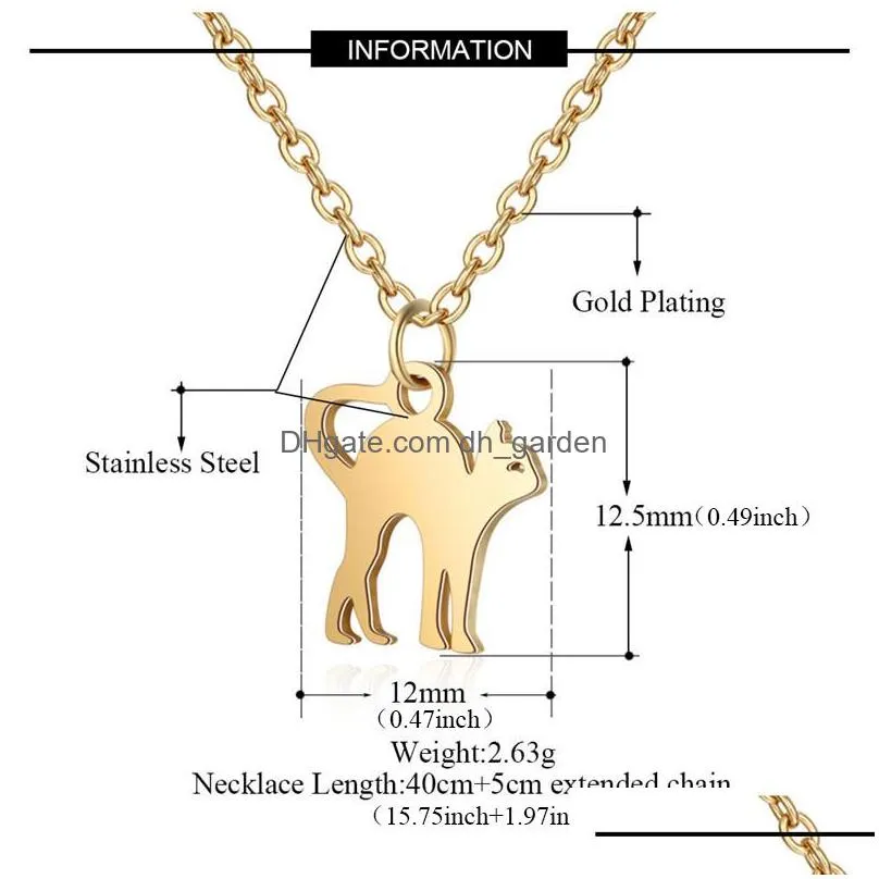 Pendant Necklaces Cute Cat Pendant Necklace For Women Men Stainless Steel Gold Sier Simple Design Pet Charm Adjustable Neckl Dhgarden Dhqzx