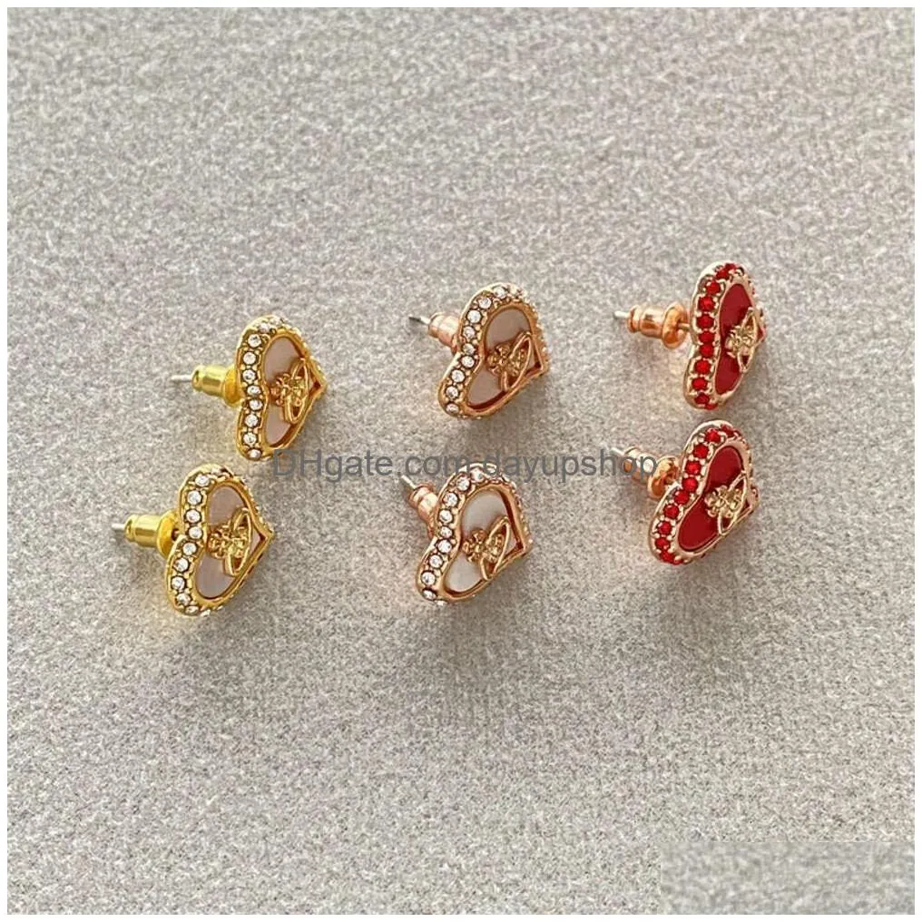 Designer High Quality New Niche Design Light Western Empress Dowager Zircon Shining French Style Womens Earrings S Sier Drop Delivery Dhzir