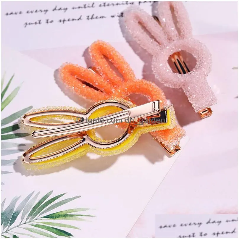 Hair Clips & Barrettes New Cute Starfish Rabbit Ear Hair Clip Ponytail For Women Girls Korea Style Accessories Crystal Eleg Dhgarden Dhjac