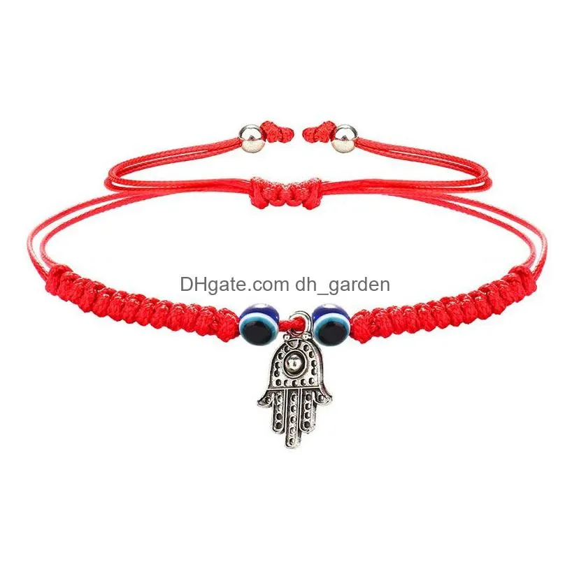 Chain 2021 Hanmade Rope Chain Fatima Hand Evil Blue Eye Pendants Woven Red String Bracelet For Women Fashion Lucky Elephant Dhgarden Dhx0S