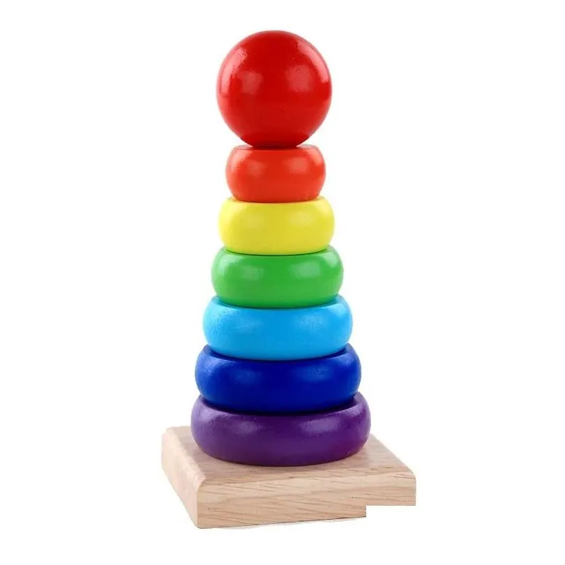 wholesale colorful wooden toy set tower early education puzzle toy school supplies