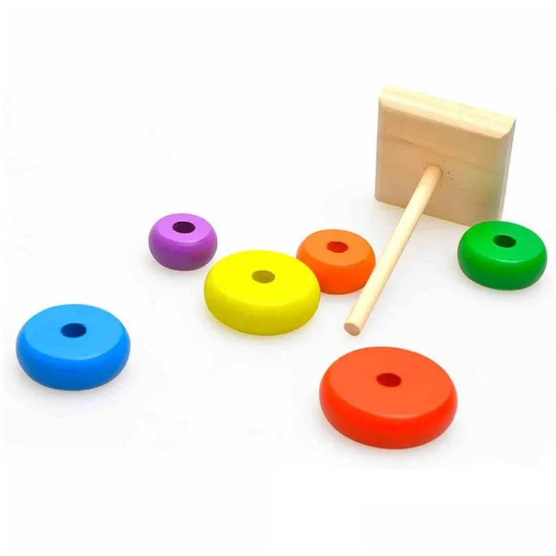 wholesale colorful wooden toy set tower early education puzzle toy school supplies