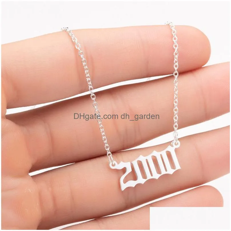 Pendant Necklaces New Personality Birth Year Charm Necklace Number Pendant For Women Stainless Steel Fashion Birthday Gift J Dhgarden Dh2Zh