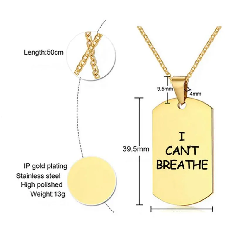 i cant breathe necklace 8 designs gold protest black military brand women hip hop jewelry fashion mens stainless steel pendant