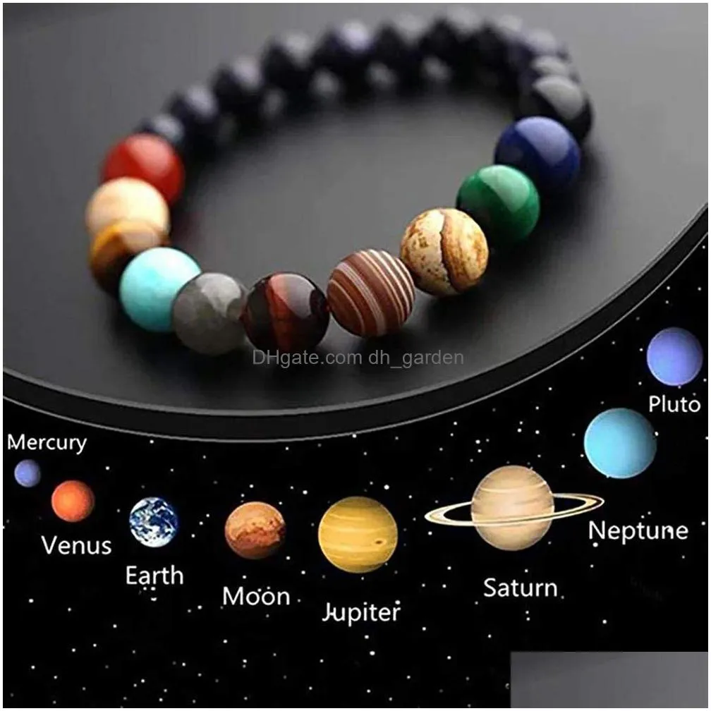 Charm Bracelets Designer Jewelry Women Men Bead Bracelet Universe Galaxy Eight Planets Elastic Chakra Natural Stone Yoga Drop Deliver Dhk7F