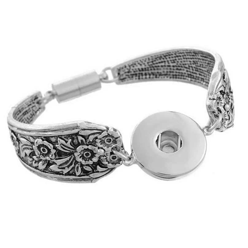 Charm Bracelets Interchangeable Charm Bracelet 18Mm Noosa Ginger Snap Buttons Vintage Sier Bracelets Women Fashion Girl Diy Flower Ba Dhhmw