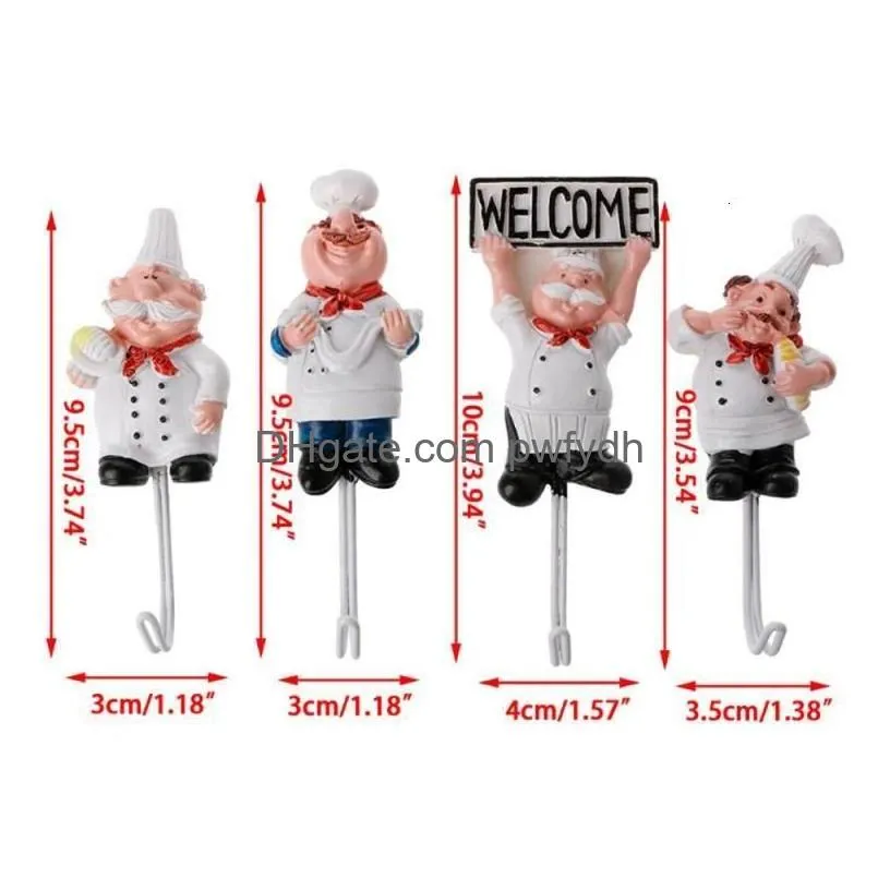 hooks rails cartoon chef shaped hook powerful adhesive wall key holder kitchen bathroom storage door clothes coat hat hanger towel