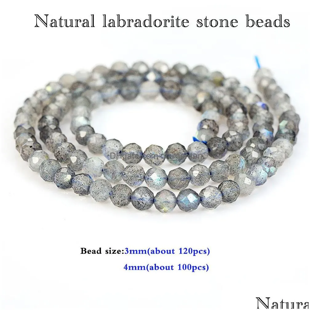 Charms M 4Mm Quality Faceted Labradorite Beads Charm For Beaded Bracelet Wholesale Natural Stone Diy Jewelry Accessories Dro Dhgarden Dht68