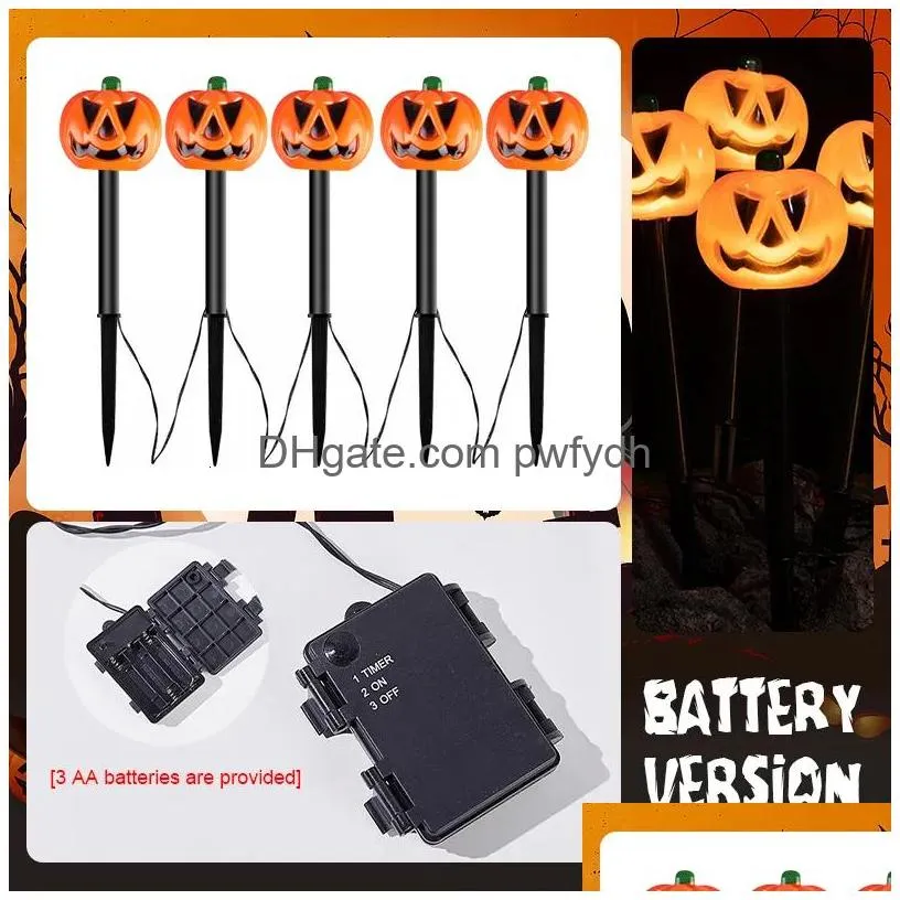 other event party supplies halloween decoration 3d led skull stakes lights solar battery operated pathway for yard porch lawn garden decor