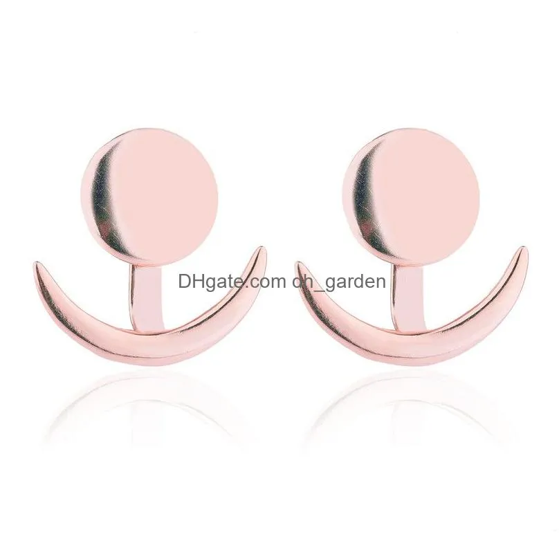 Stud Fashion Crescent Moon Sun Geometric Stud Earring For Women High Quality Copper Gold Rose Sliver Color Trendy Jewelry G Dhgarden Dhahl