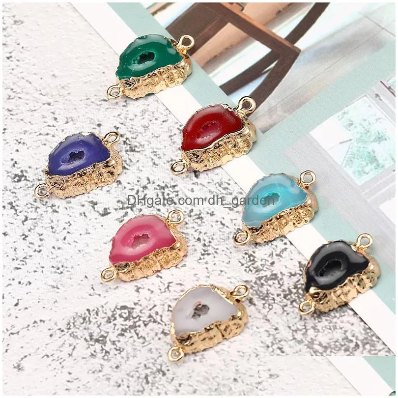 Charms New Resin Druzy Stone Geometric Hollow Pendant For Necklaces Bracelet Natural Charm Gold Women Girls Jewelry Drop Del Dhgarden Dholg
