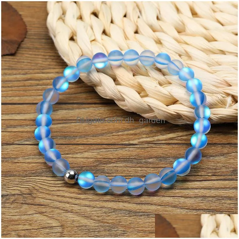 Beaded Fashion Natural Flash Stone Beads Strands Bracelets For Women Men 6Mm Ethnic Colorf Chakra Energy Yoga Bead Bangle B Dhgarden Dh4Qk