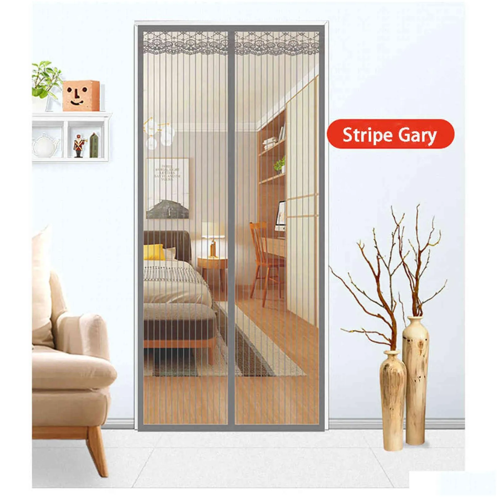 high quality reinforced magnetic screen door anti-mosquito curtain magic magnets encryption mosquito mesh net on the door 211102