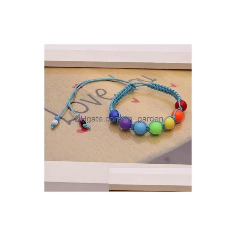 Chain Promotional Colorf Plastic Weave Beads Bracelet For Women Kids Handmade Bohemian Style Ajustable Rope Wholesale Drop Delivery J Dhbyr