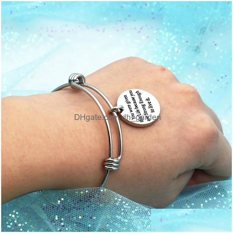 Bangle Inspiration Jewelry You. Are Brave Than You Believe Bangle Bracelet Wholesale Stainless Steel Charm Expandable Pendant Bracele Dhgdl