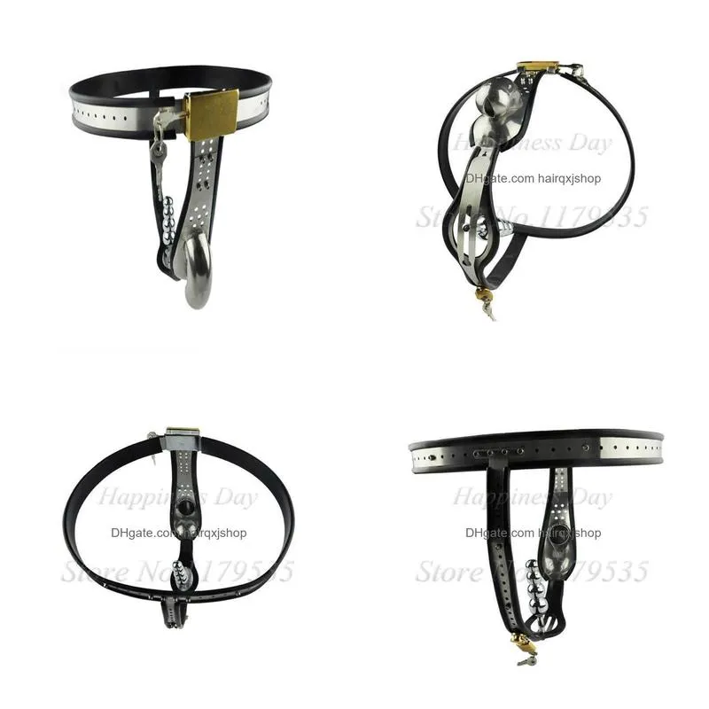 Other Health & Beauty Items Stainless Steel Male Chastity Belt With Anal Plug Metal Underwear Bdsm Bondage Lock Cock Cage Device Toys Dhxqz