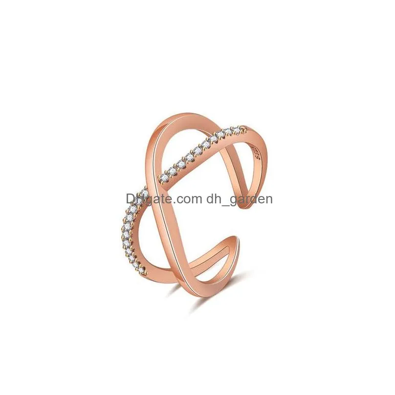 Cluster Rings Infinity Symbol Micro Inlayed Cubic Zircon Ring For Womens Girl Sier Rose Gold Endless Love Eternal Friendshi Dhgarden Dht6K