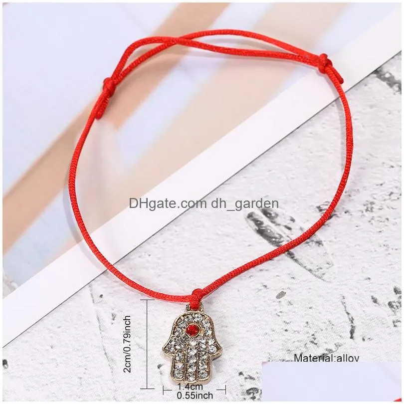 Charm Bracelets 2021 Handwoven Lucky Red String Charm Bracelets For Women Men Ctystal Fatima Hamsa Hand Evil Blue Eye Penda Dhgarden Dhfk8