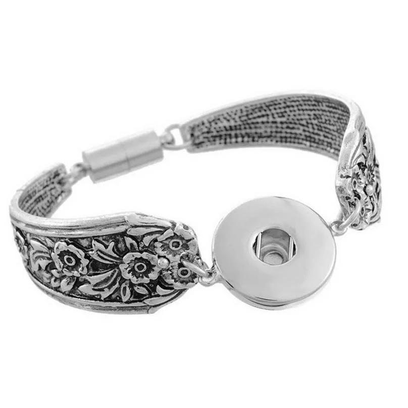 Charm Bracelets Interchangeable Charm Bracelet 18Mm Noosa Ginger Snap Buttons Vintage Sier Bracelets Women Fashion Girl Diy Flower Ba Dhhmw