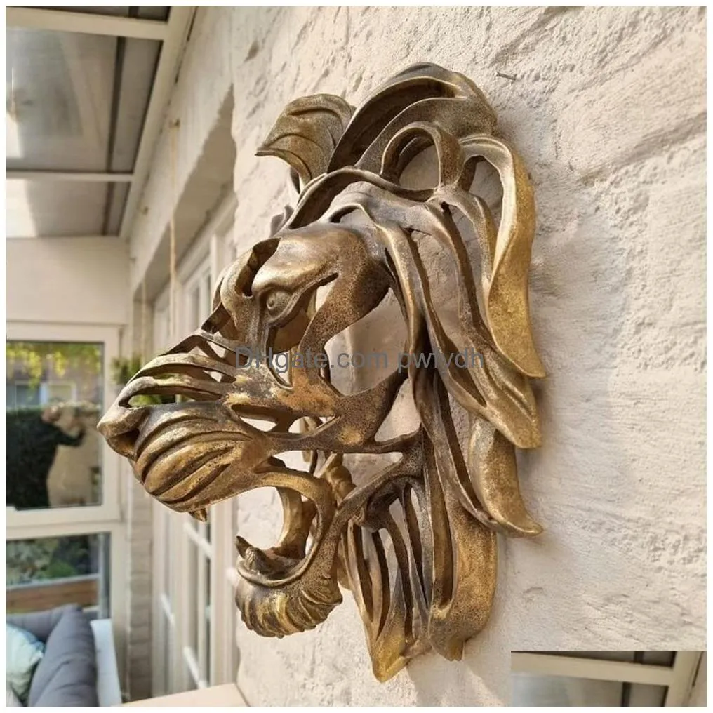 decorative objects figurines find large  head wall mounted art sculpture resin crafts club decoration bedroom indoor animal hanging parts