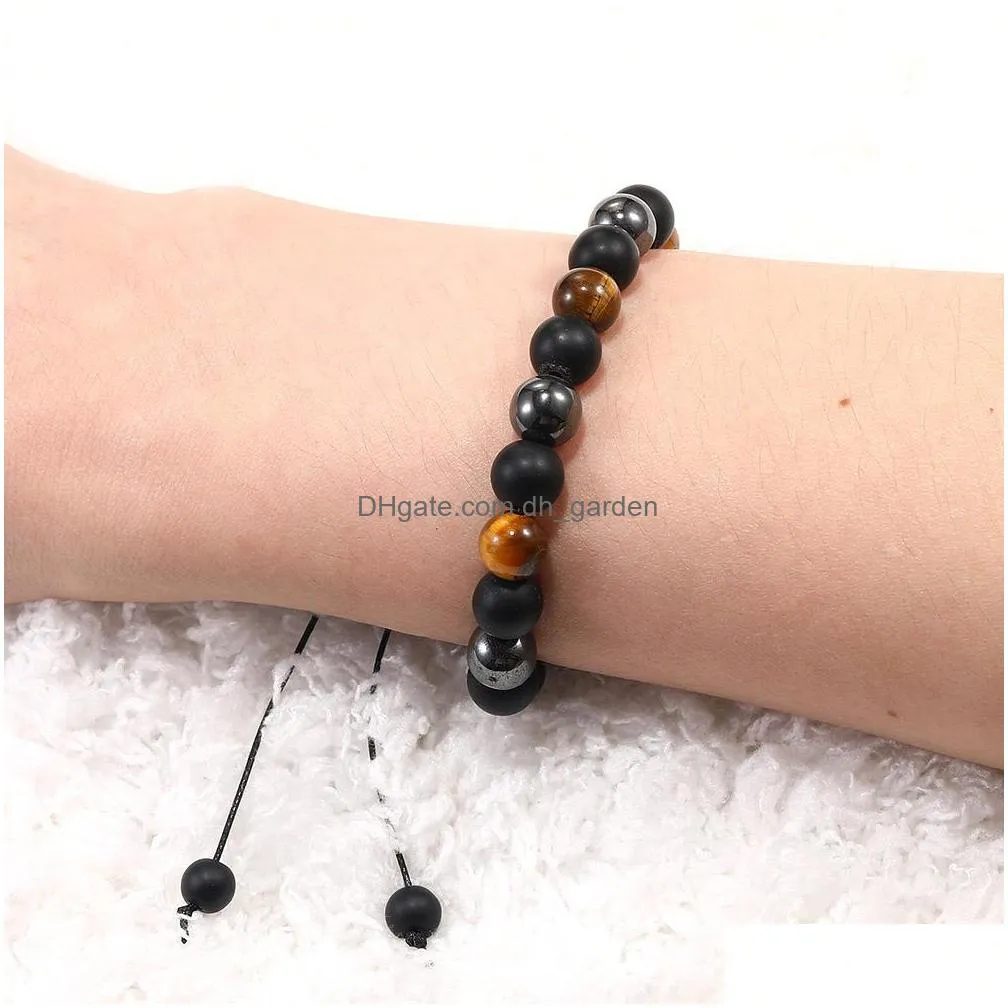 Beaded 8Mm Handmade Braid Beaded Bracelet For Men Fashion Designer Natural Stone Chakra Yoga Energy Elastic Jewelry Gift Dr Dhgarden Dhbpq