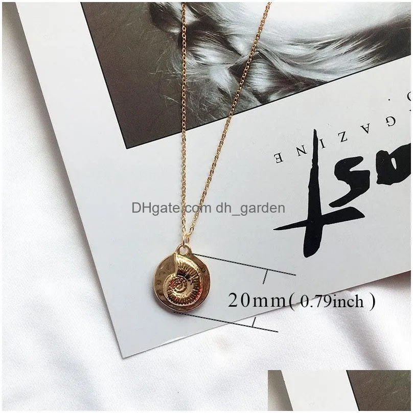 Pendant Necklaces Fashion Gold Alloy Cowrie Shell Necklace For Women Conch Starfish Chain Pendant Summer Beach Jewelry Gift Dhgarden Dhmgb