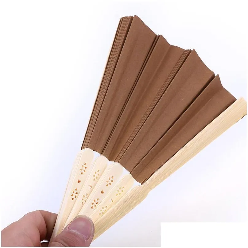 wholesale diy folding fan solid color single sided paper fan childrens painting gift wedding gift party favors