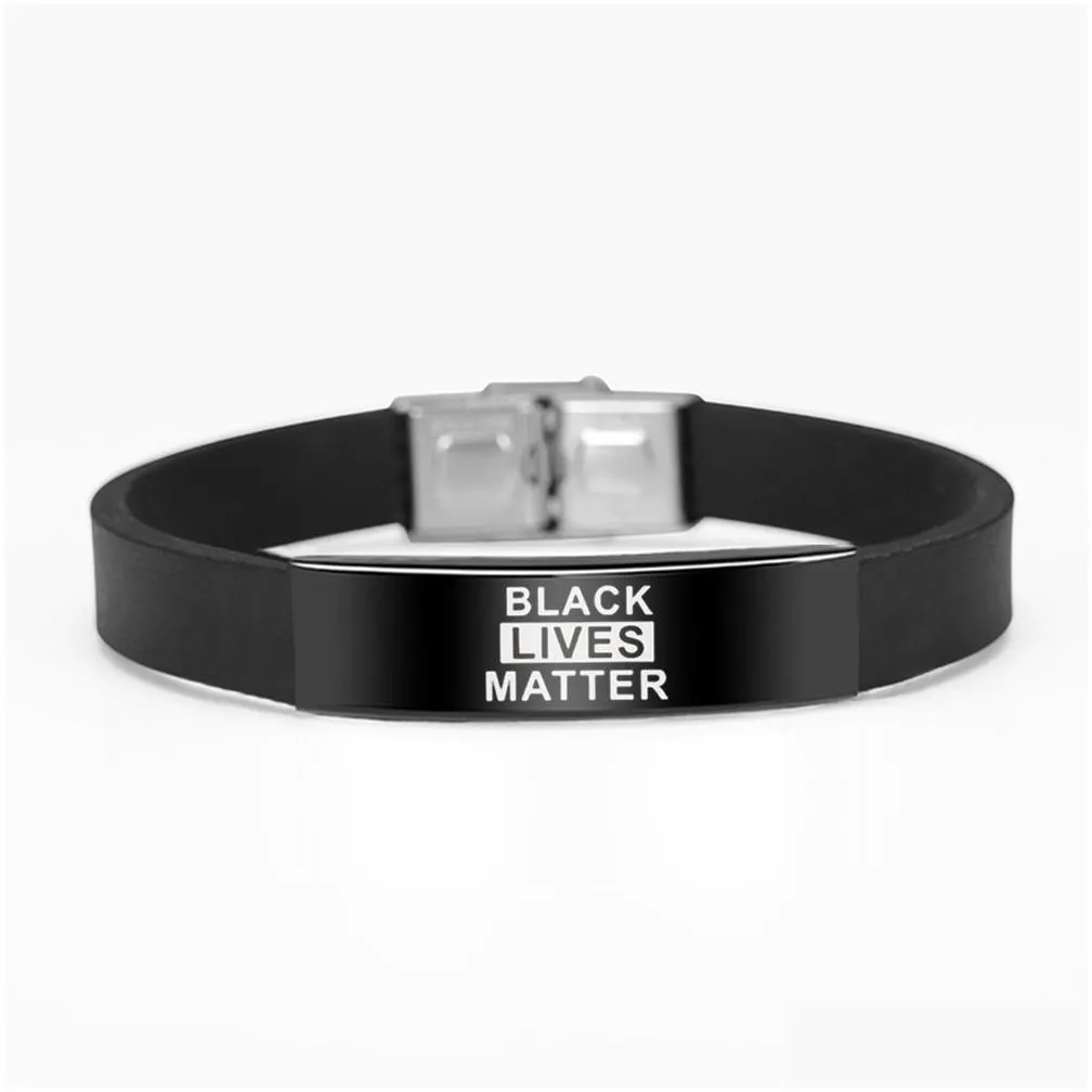 Jelly Sile Bracelets Black Lives Matter I Cant Breathe Bangles For Men Women Fashion Design Protest Adjustable Letters Bracelet Drop Dhsmk