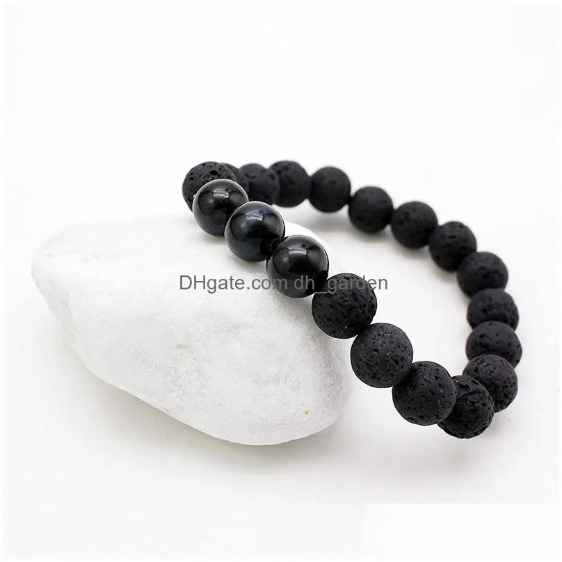 Beaded New Arrival Tiger Eye Beads Bracelet For Men Women Adjustable Size 10Mm Lava Stone Black Braided Jewelry Gift Drop D Dhgarden Dhxke