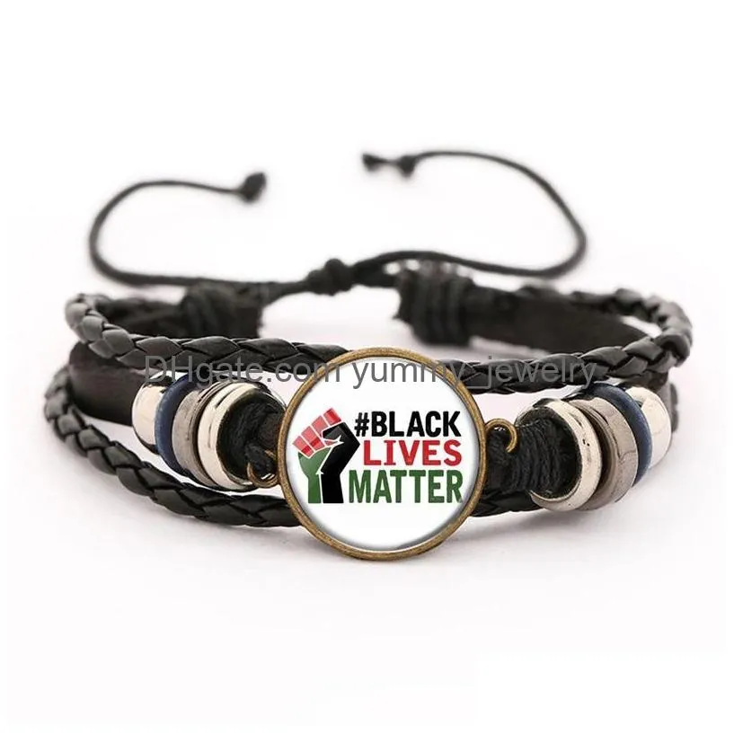 Charm Bracelets Black Lives Matter Leather Bracelets I Cant Breathe Letters Fashion Adjustable Braid Vintage Bead Charm Bracelet For Dhziq