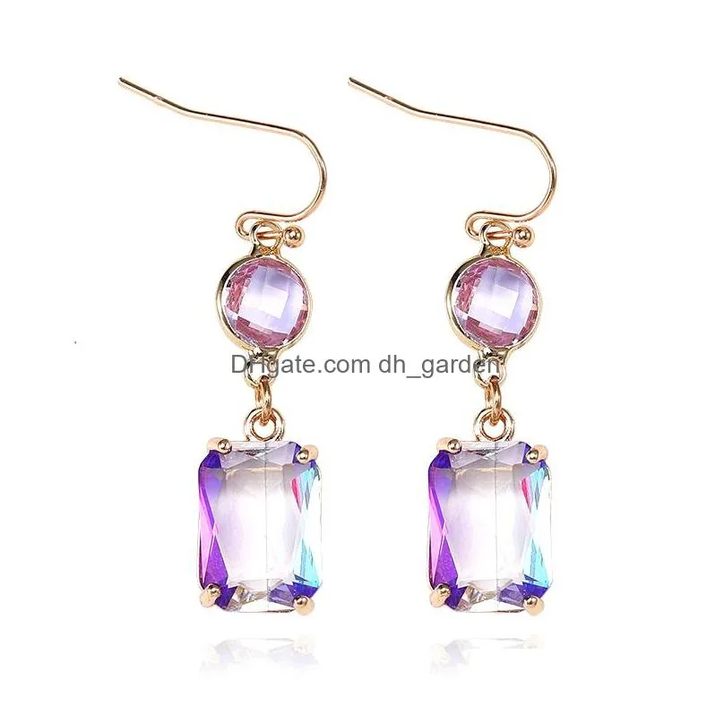 Dangle & Chandelier Fashion Design Round Water Drop K9 Crystal Earrings For Women Colorf Rhinestone Gold Plate Hook Dangle Jewelry Dr Dhy3L