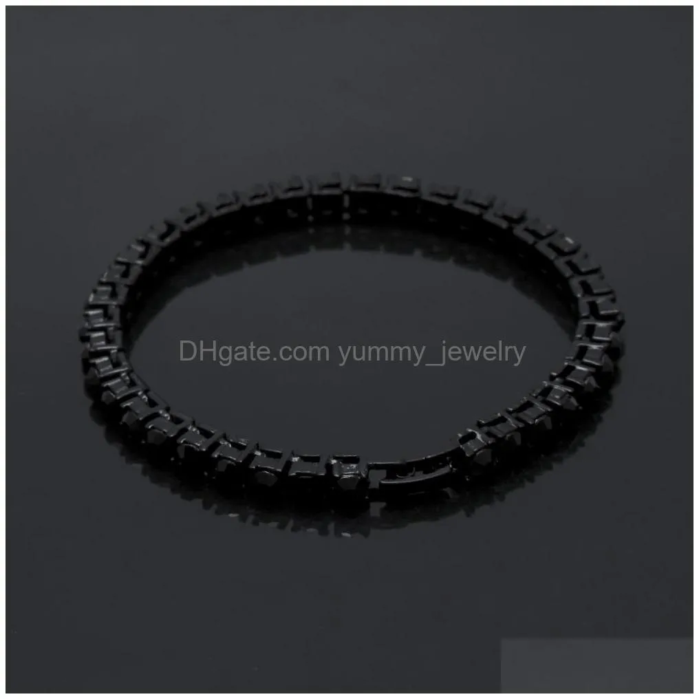 Tennis Chain Bracelets M 4/5 Mm Aaa Cubic Zirconia Sier Rose Gold Black Color Women Fashion Luxury Wedding Party Bangles Mens Crystal Dhvhf