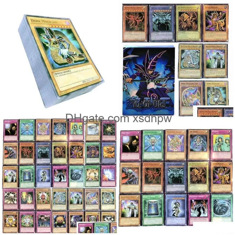 66pcs english yugioh cards yu-gi-oh card playing game yu gi ohtrading battle carte dark magician collection kids christmas toy g220311