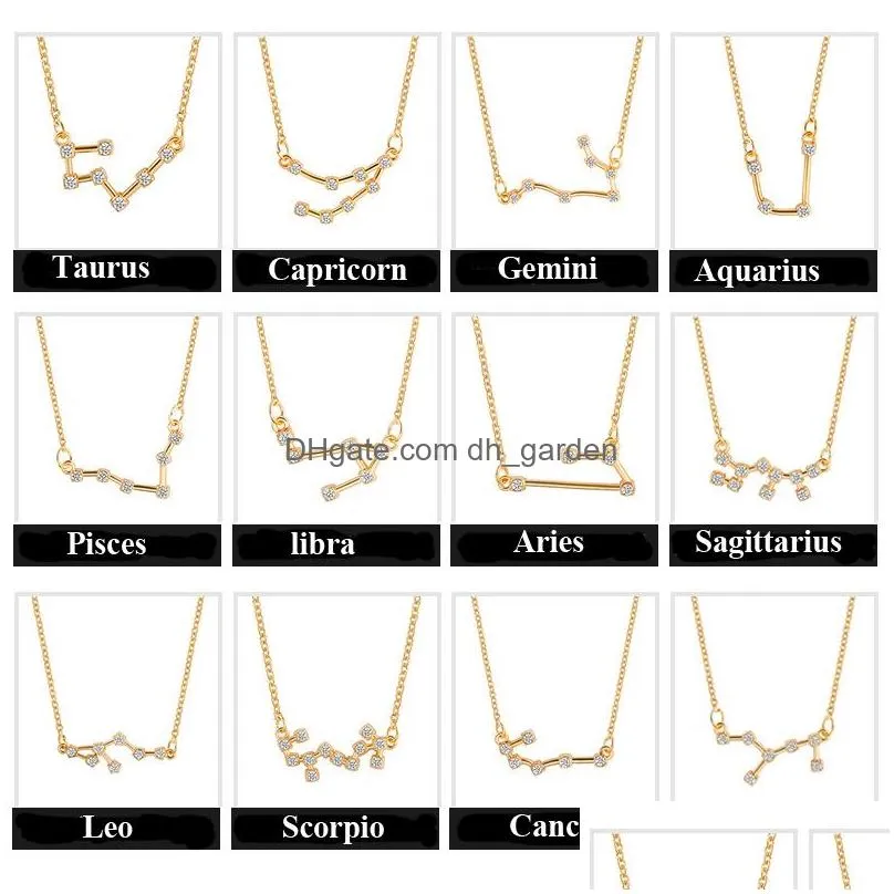 Pendant Necklaces Fashion Horoscope Astrology Galaxy 12 Constellation Necklaces Pendants For Women Zodiac Choker Sign Birthday Wedding Dhxnm