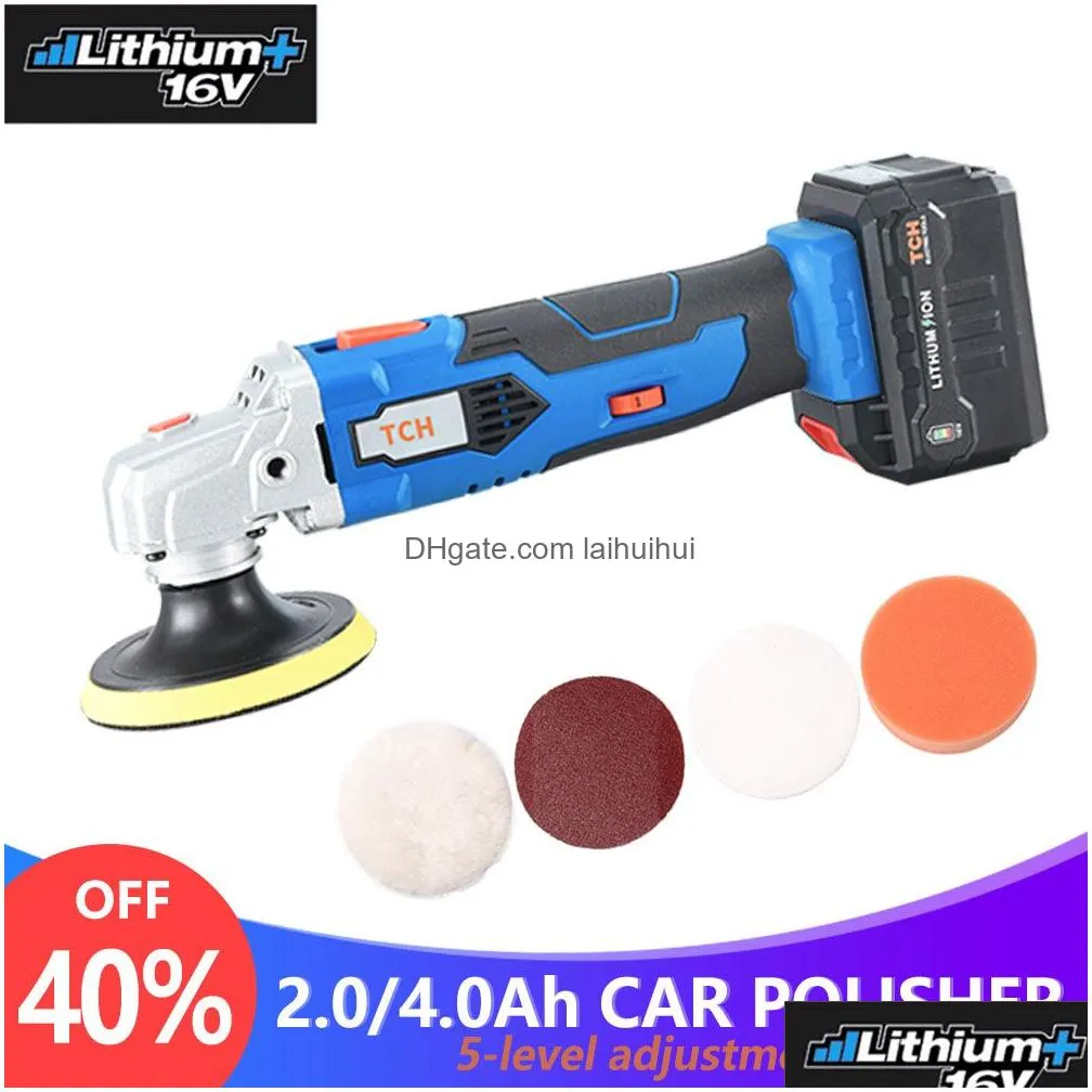 tch waxing machine with 16v lithium battery portable cordless car polisher 5-level adjustable speed polishing machine m10 thread