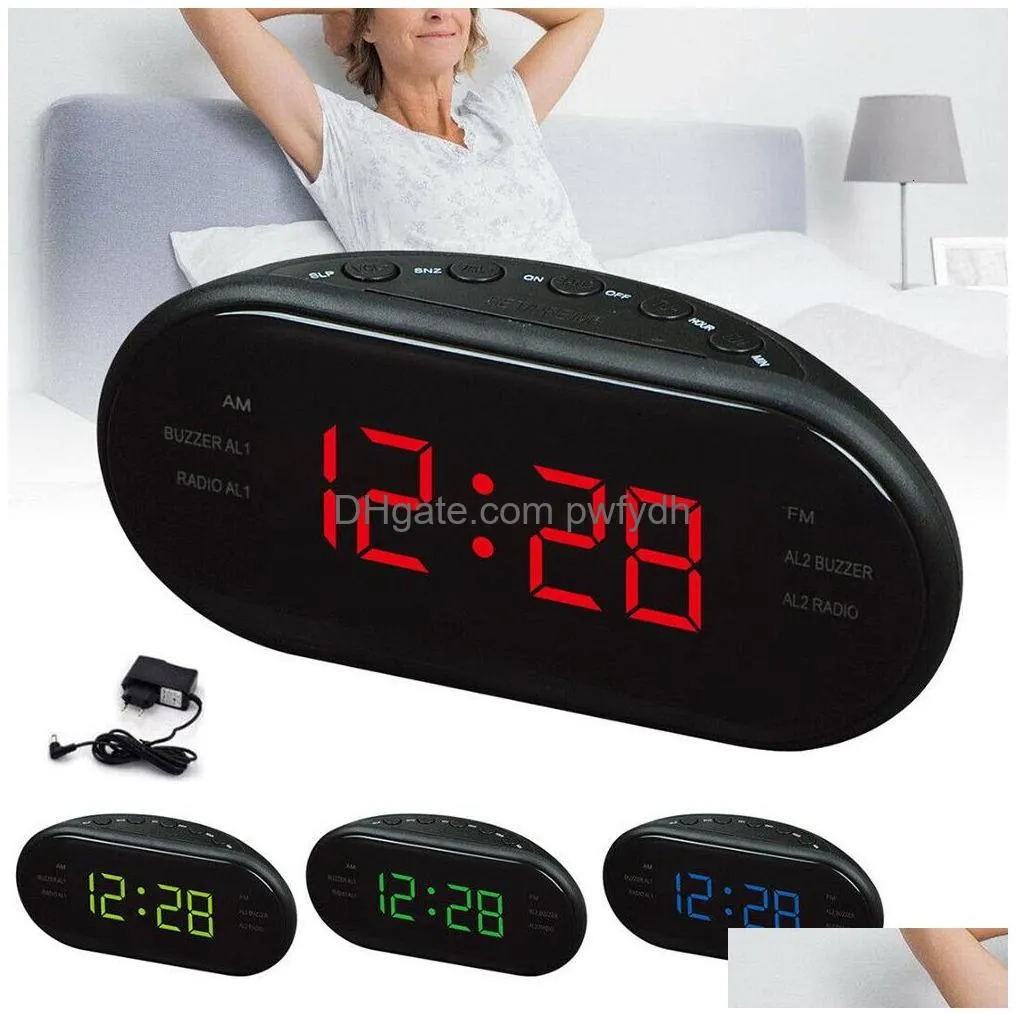 floor clocks 220v eu plug am fm dual frequency radio alarm clock digital led luminous snooze electronic home table 230613