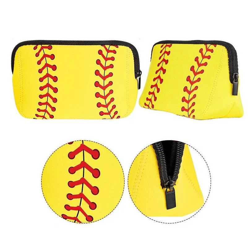 neoprene baseball cosmetic bag party favor printing portable travel storage bag creative birthday gift
