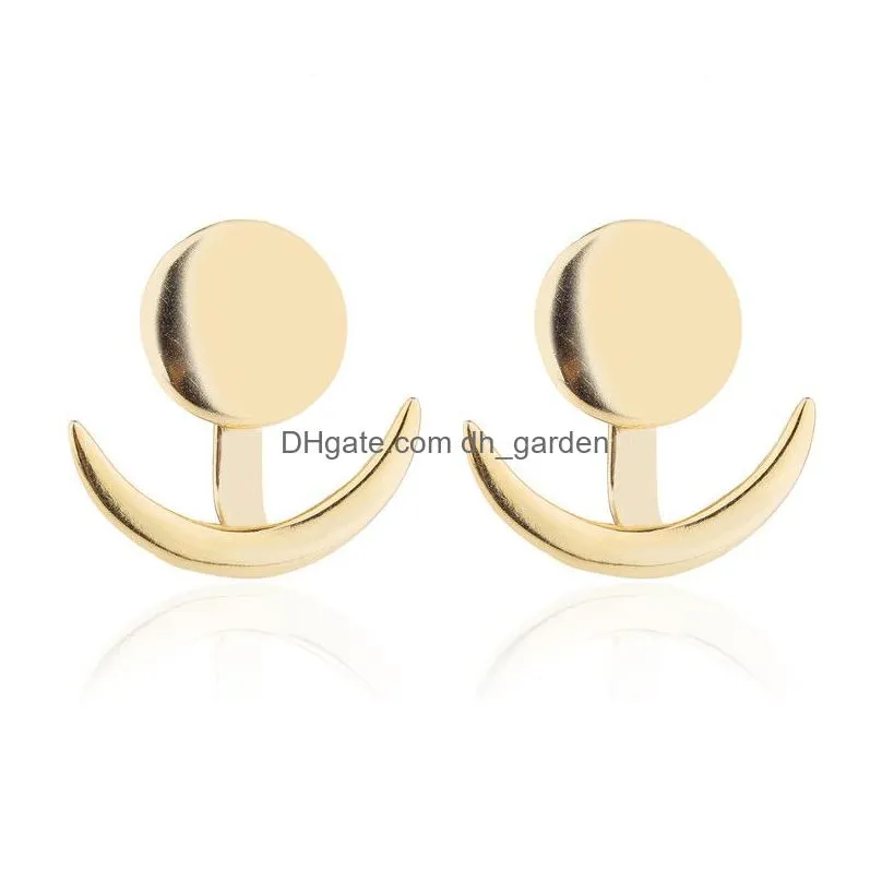 Stud Fashion Crescent Moon Sun Geometric Stud Earring For Women High Quality Copper Gold Rose Sliver Color Trendy Jewelry G Dhgarden Dhahl