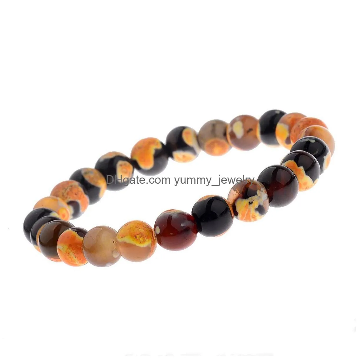 Beaded Natural Volcanic Stone Bracelets Bangles 8Mm Women Beaded Strands Colorf 7 Chakra Yoga Nce Beads Buddha Prayer Elastic Bracele Dhtqa