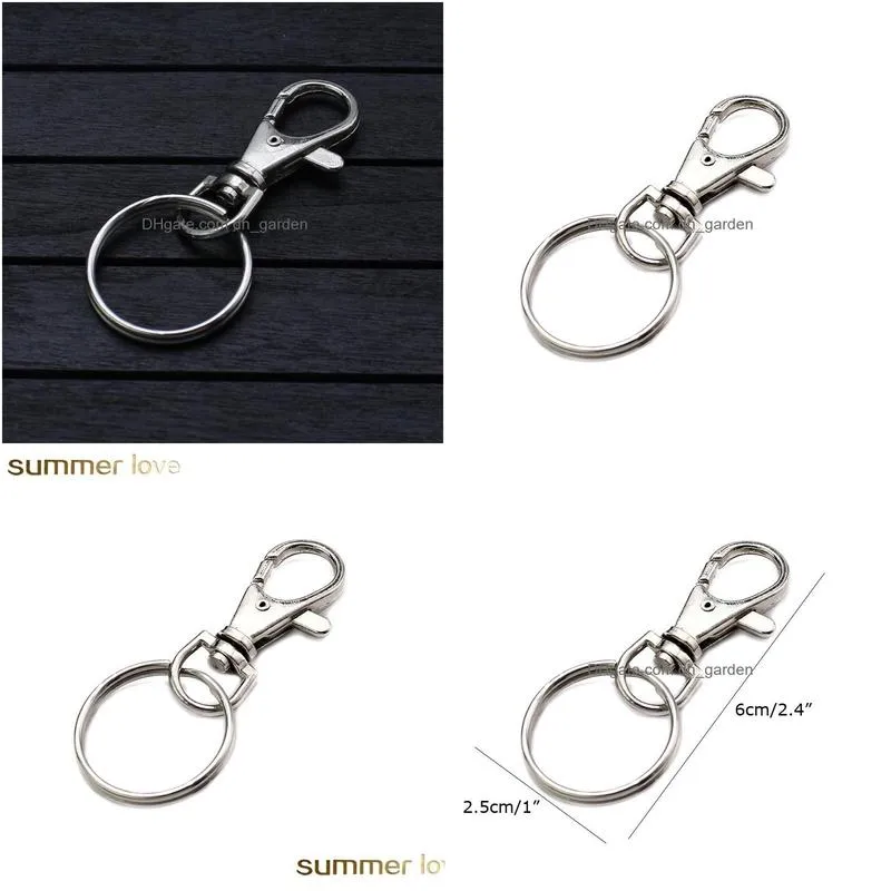 Key Rings New Arrival Simple Style 60Mm25Mm Round Shape Diy Keychain For Key Handbag Sliver Color Small Cute Ring Charm Accessories D Dhkrm