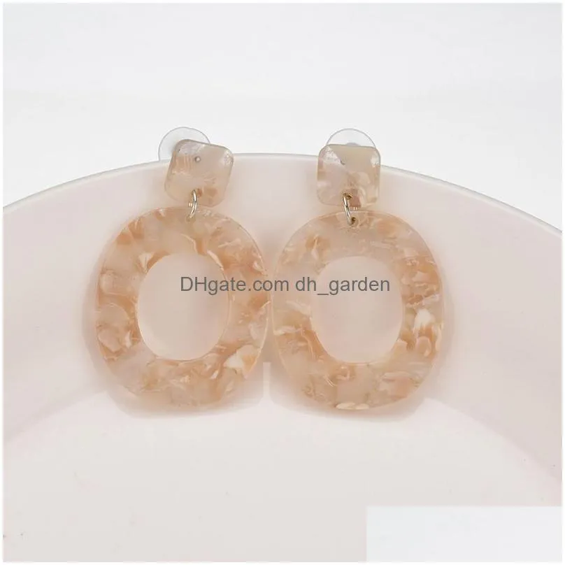 Hoop & Huggie Fashion Big Vintage Geometric Cellose Acetate Dangle Earring For Women Acrylic Oval Hoop Pendants Gift Jewelr Dhgarden Dhah8