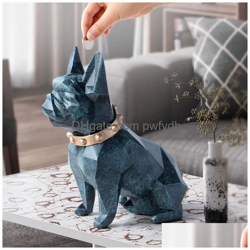 decorative objects figurines french bulldog coin bank box piggy figurine home decorations storage holder toy child gift money dog for kids