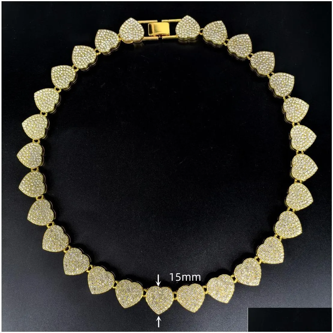 heart tennis chains iced out 11 13 15mm women water diamond necklaces bling mens cuban  curb link chain bracelet fashion gold silver punk hip hop jewelry