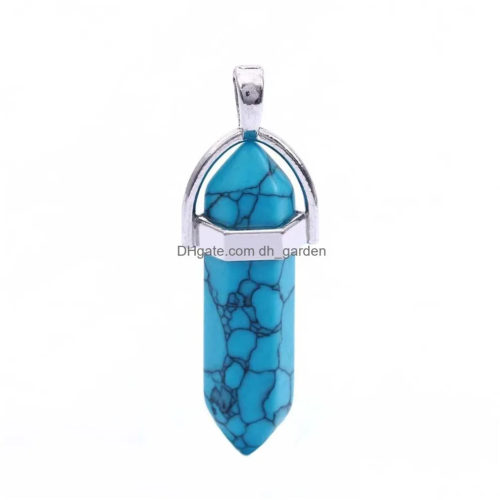 Charms High Quality Natural Crystal Pendant Charm For Necklace Bracelet Mixed Color Agate Turquoise Fashion Jewellry Drop Delivery Jew Dhc2I